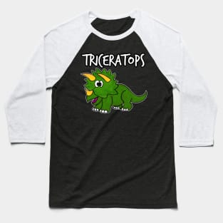 Doodle Triceratops Dinosaur Herbivorous Jurassic Kids Funny Baseball T-Shirt